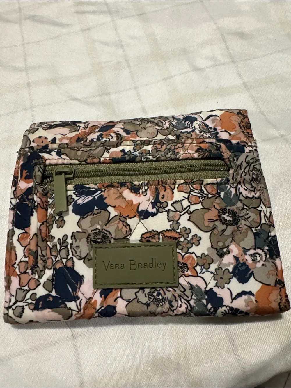 Vera Bradley Floral Zip Cosmetic Pouch - Pink, Blue & Olive
